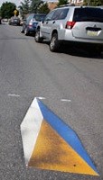 Fake speed bumps painted on roads