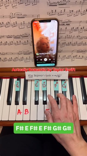 Easy Beginner Piano Lessons! on Instagram: "How to Play: Actually Romantic by Taylor Swift ❤️🌹 #fyp #fypシ #taylorswift #thelifeofashowgirl #actuallyromantic"