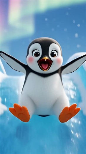 Penguin Goes WHEEEE Down the Ice! 🐧❄️