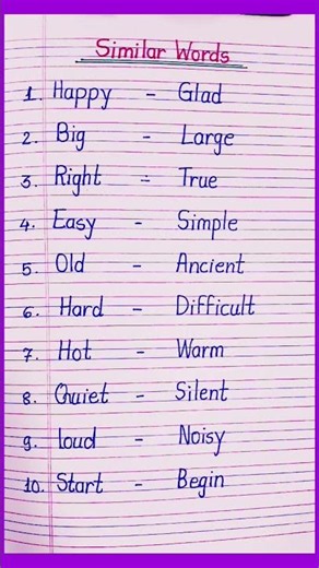 Similar Words / 10 Similar Words / Similar Words in English / Synonyms Words / English Similar Words