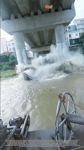 Underwater bridge pier concrete wire cutting operation site