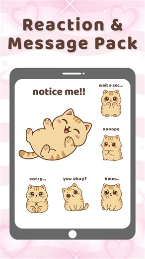 Kawaii Cat Digital Stickers | Reaction & Message Pack | 8 PNG Retro Cute Kitty Stickers | 2000px High-res | for Goodnotes Notion - Etsy