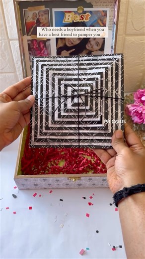 Scrapbooks | Hampers | DIY | PR Crafts | on Instagram: "Customised this cutie saa hamper for your loved once on their special occasion to make them@feel more special🤌🏻.. Includes:- •Pop up cubes •Customised chocolates •Big size pyramid album •Bottle with light •Memoroids in a cute box •customised royal look box •Cash on delivery❌ Follow @pr_crafts_ for more 🎁…. #prcrafts❤ #birthdaygift #birthdaygiftideas #customised #customisedgifts #gifting #featured #explore #popupcubes