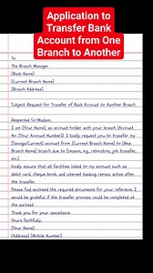 Application to Transfer Bank Account from One Branch to Another #BankAccountTransfer #bankaccount #application | English Class