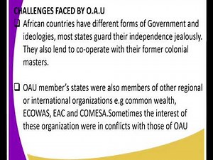 form 4 history ,challenges facing O A U, LESSON 24