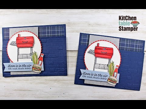 Stampin' Up! Outdoor Barbecue Joy Fold Card Making Tutorial Video with Kitchen Table Stamper