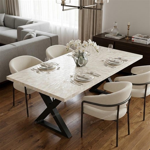 Natural Selenite Crystal Dining Table – Handmade Luxury Statement Table – Custom Furniture - Etsy