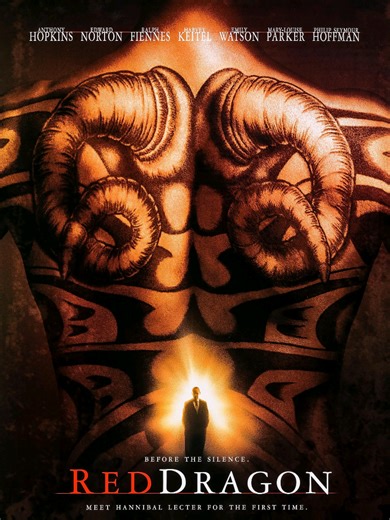 Red Dragon (2002) 🐉🩸🧠 📽️ Genre: Psychological Thriller • Crime • Horror 🎬 Director: Brett Ratner 🖊️ Writers: Ted Tally 📚 Based on: Red Dragon (1981) by Thomas Harris ⭐ Cast: Edward Norton, Anthony Hopkins, Ralph Fiennes, Emily Watson, Harvey Keitel, Philip Seymour Hoffman 🕒 Runtime: 124 min 🌎 Language: English 📅 Release Date: October 4, 2002 🎥 Country: United States 📖 Plot Before The Silence of the Lambs, there was Red Dragon. Retired FBI profiler Will Graham is pulled back into serv
