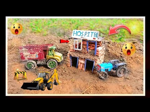 Diy mini tractor Builds real Hospital using bricks & cement|RC truck| science project @Minqube