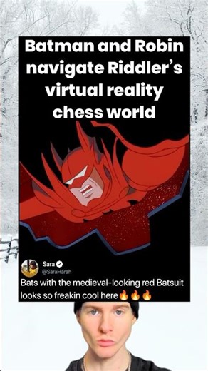 Batman and Robin navigate Riddler's virtual reality chess world