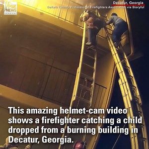 718K views · 10K reactions | INCREDIBLE: Helmet-cam footage shows a firefighter catching a child dropped from the third floor of a burning building in Decatur, Georgia. | Fox News | Facebook