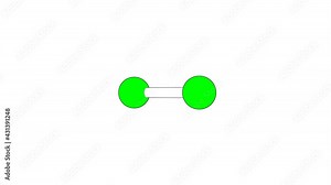 360º realistic 3D view of Chlorine as a seamless loop over a white opaque background with alpha mask. Also called cl and molecular chlorine.