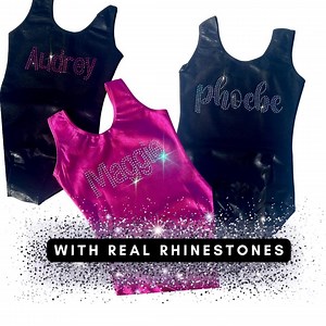 Girls Gymnastics Leotard With Customized Rhinestone Name - Etsy