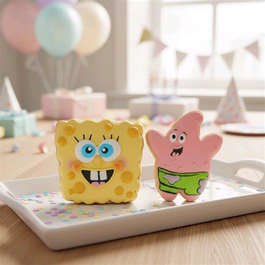 Spongebob Patrick Sugar Cookies – Hand Decorated Vanilla Almond Party Treats (set of 6) - Etsy