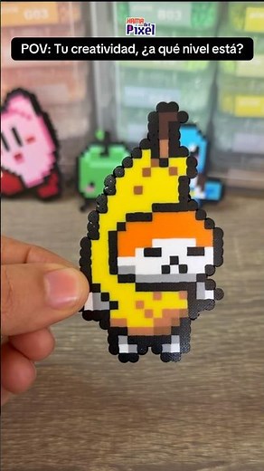 Hice un Gatito Banana en Hama Beads🍌🐱 #hamabeads #pixelart #diycrafts #diy #manualidades #art
