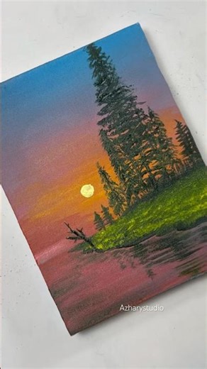 Golden Dreams Capturing The Perfect Sunset Glow #art #satisfyingart #acrylicpainting #easypainting