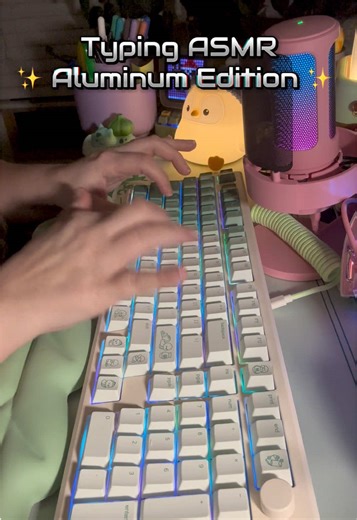 Typing ASMR of my aluminum keyboard collection using my new Fifine A8 microphone 😊 Gravastar Mercury K1 has a metal skeleton and plastic base but she deserved her spot here 😉 💜 #keyboard #mechanicalkeyboard #typingasmr #keyboardasmr #asmr @Epomaker Keyboard @GravaStar.us @GravastarTikTok @ELECFOX @KeyBay.tech @WOBKEY