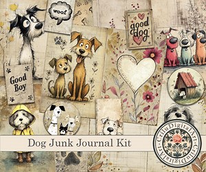 Dog Junk Journal Kit Printable Pages for Puppy Lovers | Cute Vintage Dog Tags Scrapbook Paper | Woof Themed Digital Download Ephemera Set - Etsy