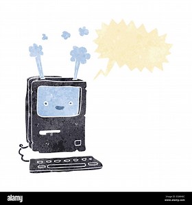 cartoon old computer with speech bubble Stock Vector Image & Art - Alamy
