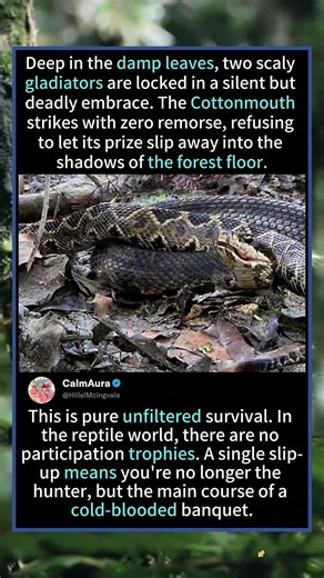 SNAKE vs. SNAKE! 🐍 The Brutal Reality of the Cottonmouth! #Shorts#FunnyNature #SnakeEscape