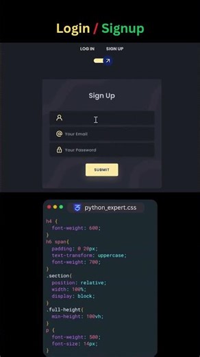 Modern Login & Signup UI with CSS: Coding Made Simple! #coding #htmlcss #programming #python #code