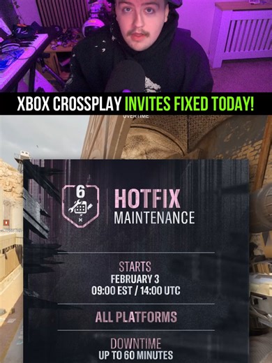 The Xbox invite overlay cross platform bug is being fixed TODAY! Xbox player can't use crossplay issue fix! Rainbow Six Siege hotfix patch news - #RainbowSixSiege #Rainbow6 #Siege #R6News #R6