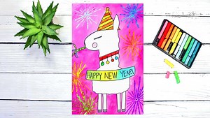 Art Class for Kids & Beginners: Drawing & Watercolor Painting a Festive Happy New Year Llama | Em Winn | Skillshare