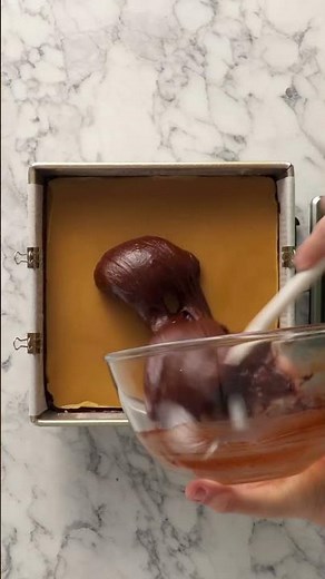 Fudgy Caramel Brownies with Clean Layers