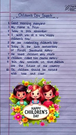 10 Lines Speech on Children’s Day | Short Speech for Students | Children’s Day 2025