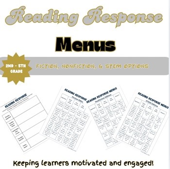 Reading Response Menus | Editable Fiction, Nonfiction, & STEM Activities 2nd-5th