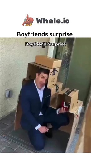 Sxrface ☠️ on Instagram: "- This viral video depicts a staged marriage proposal where a man in a suit hides inside stacked cardboard boxes on a doorstep, popping out to offer a ring, only for the scene to reveal a “videomaker” in a cardboard robot costume filming the prank. - The clip overlays Portuguese motivational narration advising self-trust and self-love, creating ironic humor by juxtaposing profound advice with the absurd, low-budget setup. - Posted by a memes account on December 24, 2025