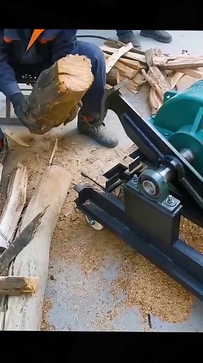 Wood Splitting Machine Operation in Action