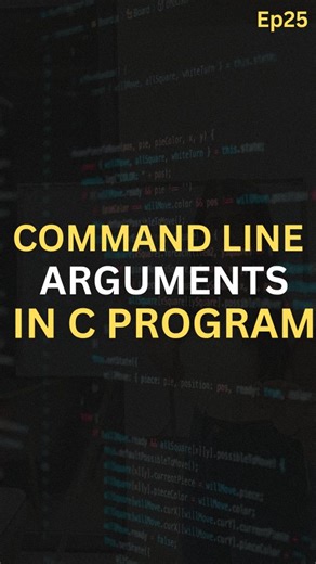Avani Hiranandani | Coding & AI Educator on Instagram: "Comment “Command” to get command line argument practice questions in your DM 📩 Episode 25 of C Programming Series 💻 You’ll understand what argc and argv are, how values are passed from the command line, and why this concept is used in real programs. This topic is important for exams, practicals, and understanding how C programs interact with users outside the code. Once you get this, program execution logic becomes clearer. Save this for 