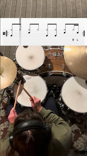 Add 16th note snare drums into 8th note beats🥁Practice drums daily🌞 #basicdrumlessons