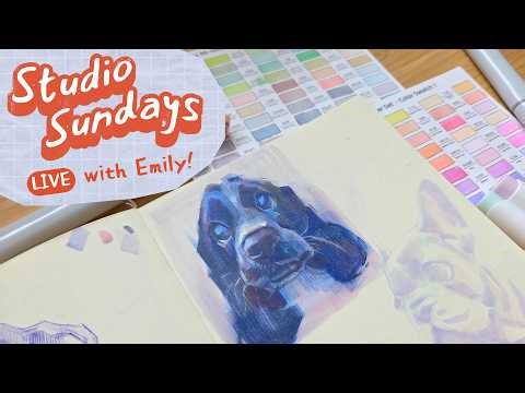 Sketching Dogs w/ Alcohol Markers! I'm still sick| Studio Sundays #3