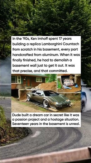 In the '90s, Ken Imhoff spent 17 years building a replica Lamborghini Countach from scratch .