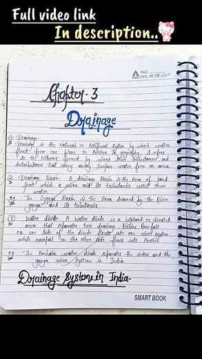 Drainage..🏞️🌊 | Class 9th geography 💗 chapter 3 | Handwritten notes with pdf..📝