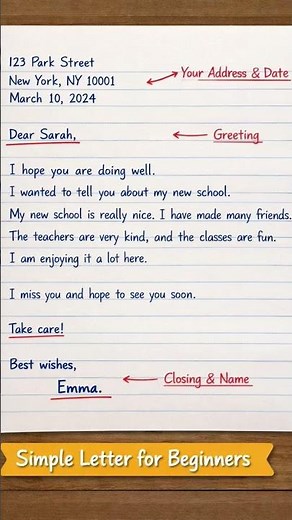 Simple Letter Writing for Beginners | Easy Format with Example#basicenglish#letter#wordforbeginners