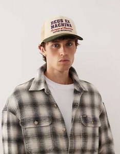 Deus Ex Machina gumshoe cord trucker cap in beige and khaki | ASOS