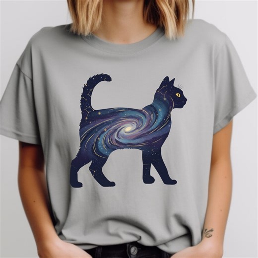 Galaxy Cat Shirt, Cosmic Cat Tee, Space Cat T-shirt, Celestial Cat Lover Gift, Astronomy Cat Shirt - Etsy