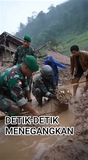 DETIK-DETIK HARIMAU DISELAMATKAN saat banjir bandang#trending #viral #shorts #short