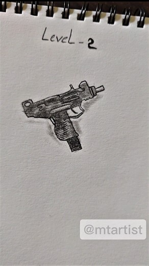🔫 guns drawing 1,2,3 level akm.uzi.pistal #mtartist #drawing #ytshorts #art #shortvideo #gunsdrawing