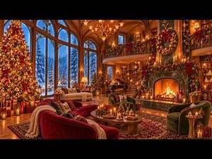 Relaxing Christmas Jazz for Snowy Day 🎄 Cozy Christmas Ambience & Crackling Fireplace for Unwind 🔥
