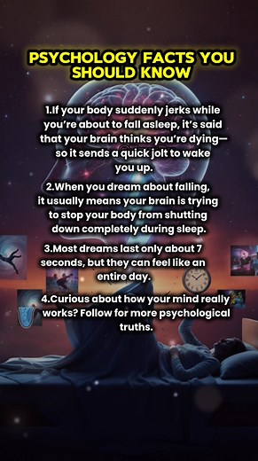 213K views · 1.6K reactions | What Your Night Jerks and Dreams Really Mean — Psychology Facts That Will Shock You #PsychologyFacts #DarkPsychology #MindSecrets #DreamFacts #SubconsciousMind #PsychologyExplained #SleepScience #NightThoughts #follower #fbreelsfypシ゚ #reelviral #highlight | Truz Dy | Facebook