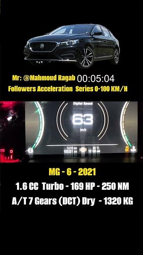 ​تسارع إم جي 6 (MG 6 2021) تيربو من 0 لـ 100 ثانية! 🔥 (تسارع المتابعين: محمود رجب)