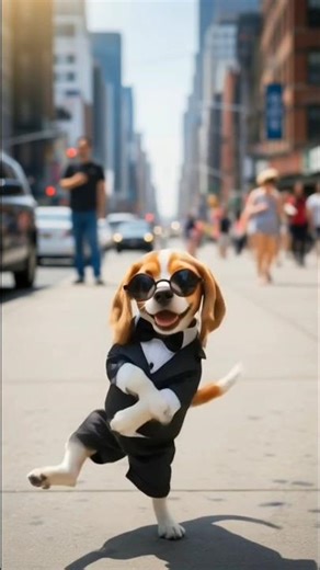 Cute beagle is dancing in the street #dog #dogdance #pet dance #adorable #puppydance