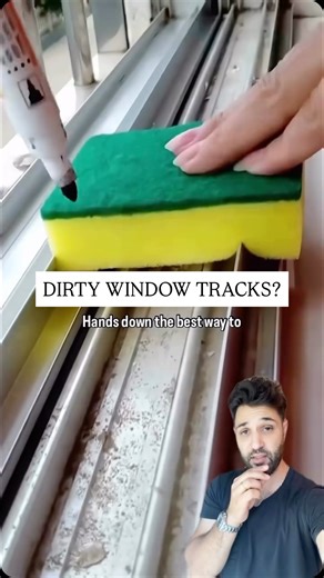 Danny Pogofsky | Chicago Realtor + Home Tips on Instagram: "Grimy window & sliding door tracks? 🪟🧽 Cut a few slits in a sponge, slide it along the track, and watch the dirt disappear. So simple, so satisfying—and it helps your doors and windows glide like new. Save this for your next clean ✨ Follow @danny.pogofsky for more easy homeowner hacks 👊 #homeownertips #homemaintenance #homehacks"