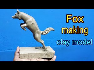 Jumping fox making with clay || clay modeling sculpture