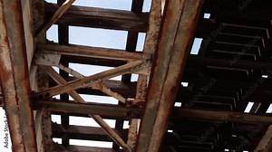 Under rusted and dirty elevated train tracks in Chicago's south side. No train just tracks