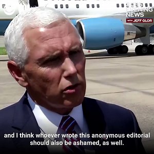 21K views · 597 reactions | Calling the anonymous New York Times op-ed "a new low in American journalism," Vice President Pence denied having penned the piece, adding the person who wrote the editorial "ought to resign." https://cbsn.ws/EUVNlL | CBS Evening News | Facebook